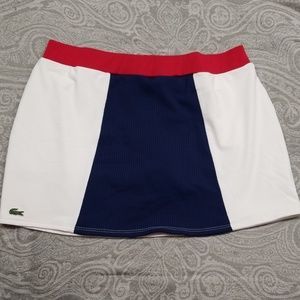 NEW Lacoste Sport Skirt Skort White Navy Red